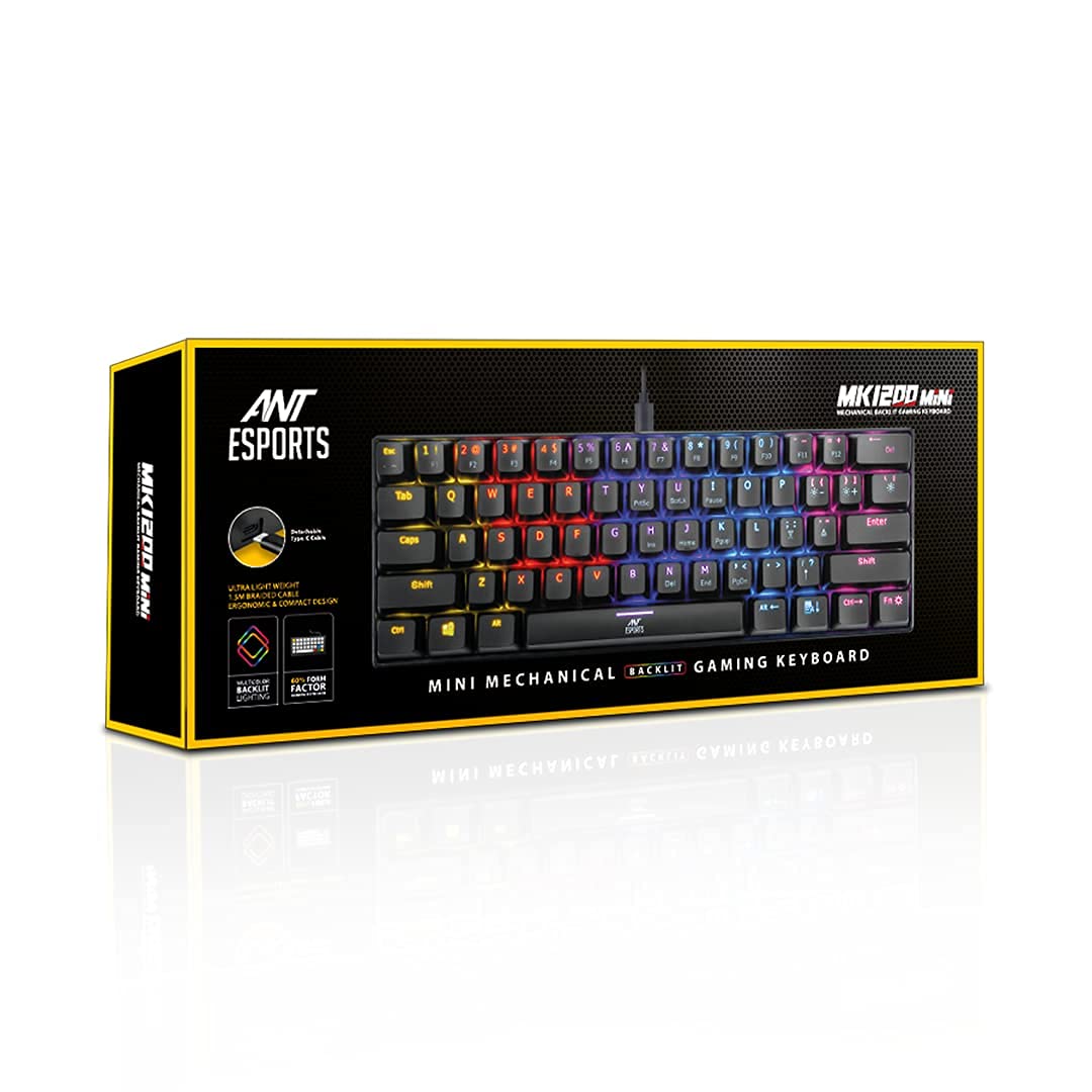 Ant Esports MK1200 Mini Wired Mechanical Gaming Keyboard with RGB Backlit Lighting - Red Switch-Keyboards-antesports-computerspace