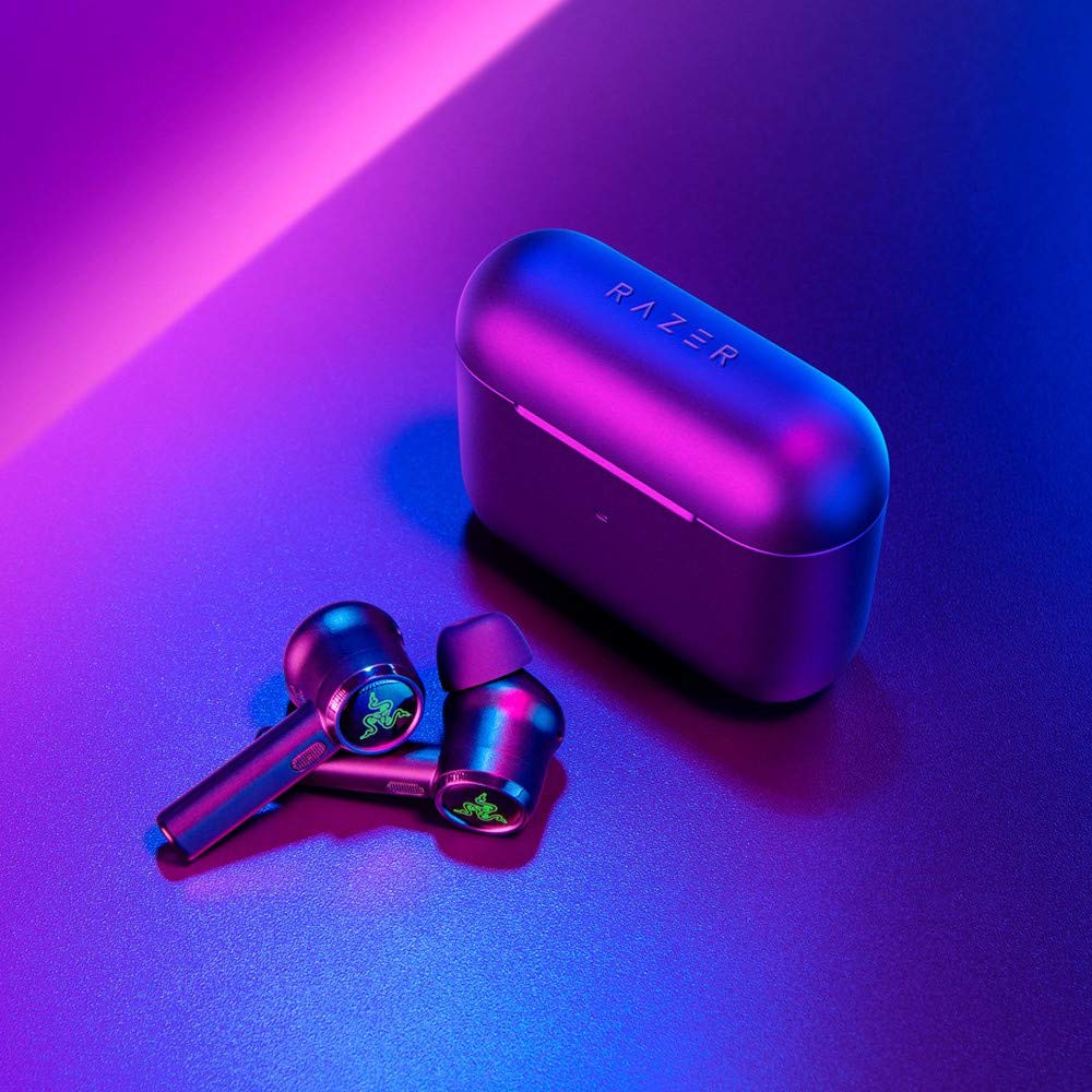 Razer Hammerhead True Wireless Pro Bluetooth Gaming in Ear Earbuds Advanced Hybrid Active Noise Cancellation 60ms Low Latency Touch Enabled 20 Hr Battery Life Classic Black RZ12-03440100-R3A1-Earbuds-RAZER-computerspace