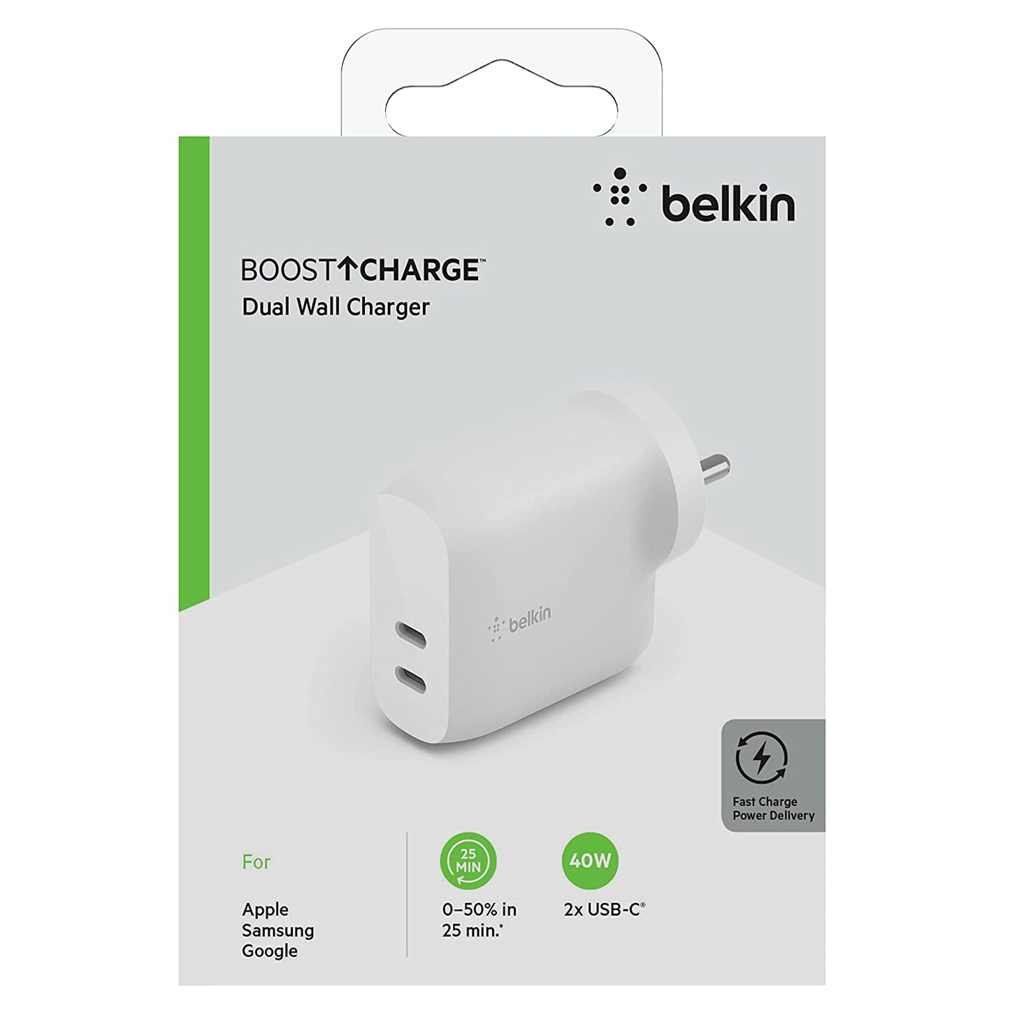 Belkin 18W USB-C Adapter (iPhone Fast Charger for iPhone 13/13 Pro/13 Pro Max/13 Mini, iPhone 12/12 Pro/12 Pro Max/12 Mini, iPad Pro and Type-C Android Phone-Power Adapters & Chargers-computerspace