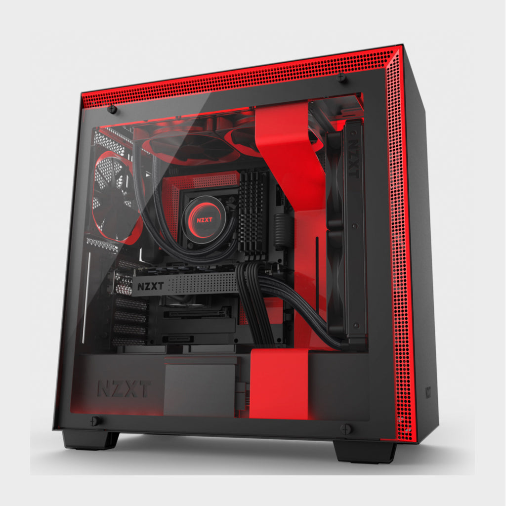 NZXT H700I (E-ATX) MID TOWER CABINET (Black and Red)