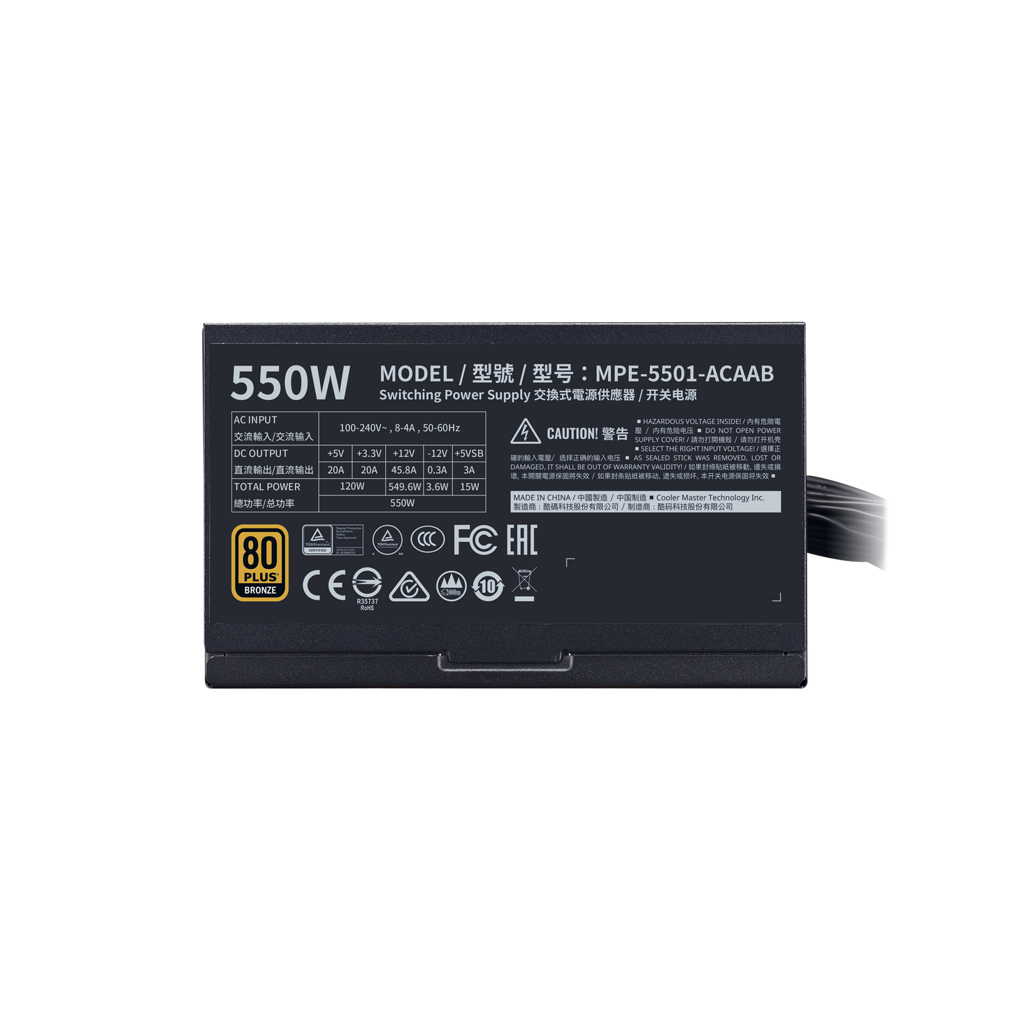 Cooler Master MWE Bronze V2 550W 80 Plus Bronze Certified Power Supply