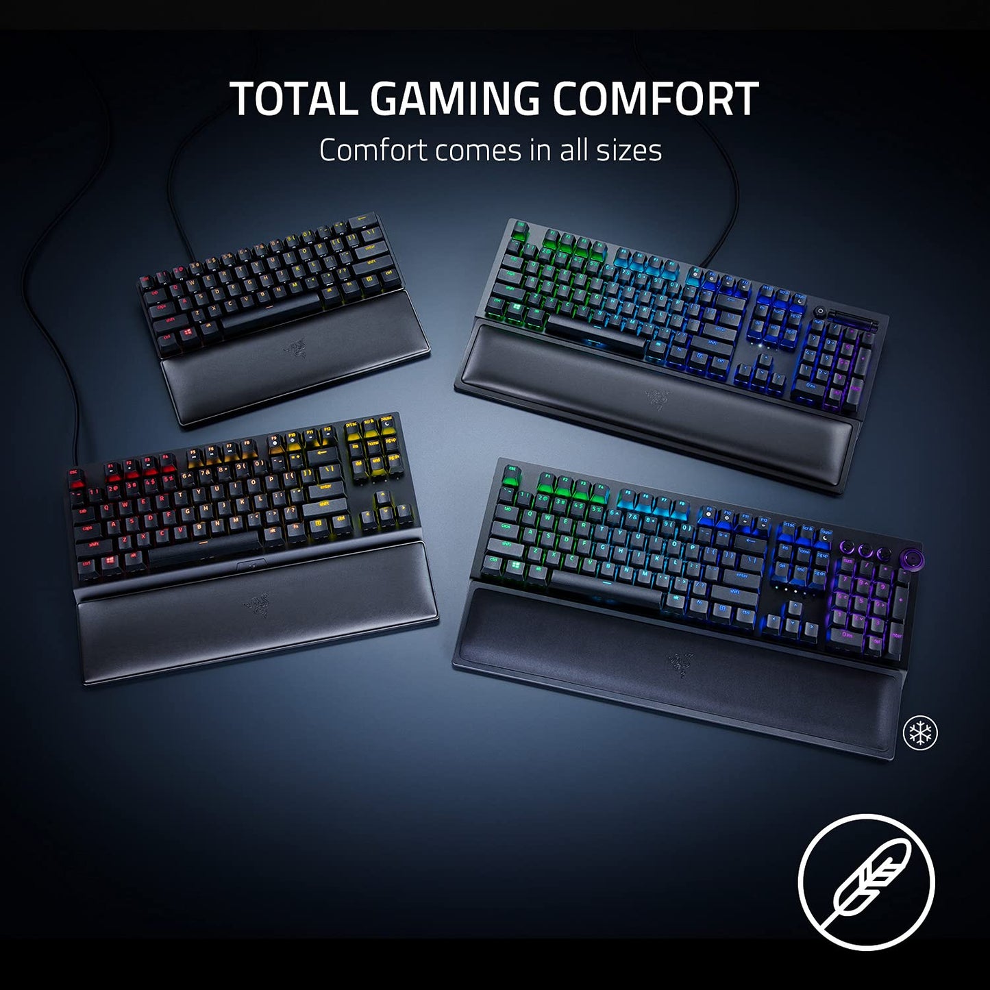 Razer Ergonomic Wrist Rest for Mini Keyboards Plush Leatherette Memory Foam Cushion Anti-Slip Rubber Feet RC21-01720100-R3M1-KEYBOARD-RAZER-computerspace