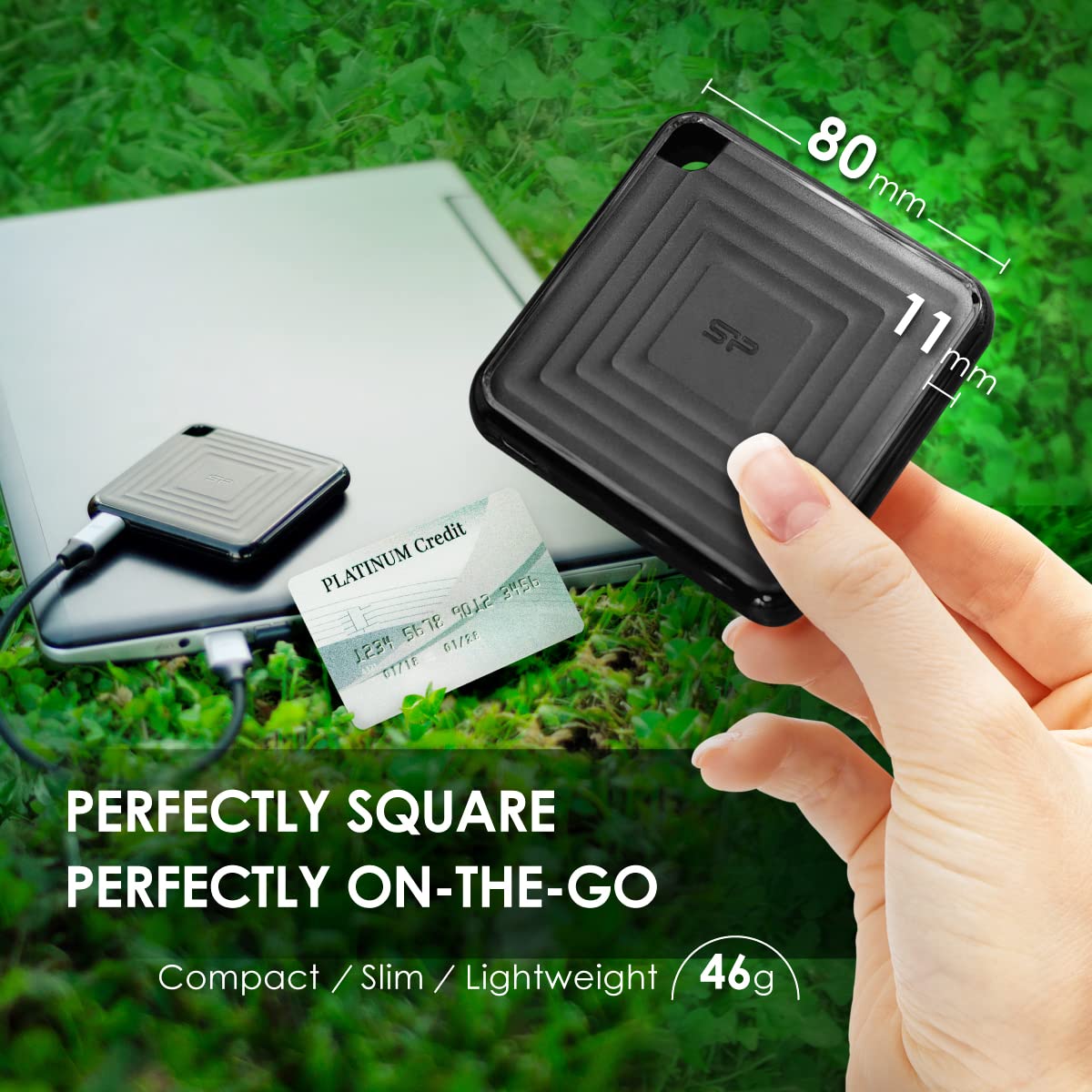 Silicon Power Portable SSD, Compact Pocket-Size USB 3.2 Gen 2 External Solid State Drive, Up to 540MB/s, PC60 Series-Portable SSD-Silicon Power-computerspace