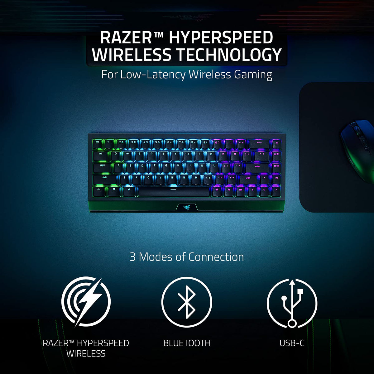 Razer BlackWidow V3 Mini HyperSpeed - Phantom Edition - Yellow Switch - US Wireless 65% Mechanical Gaming Keyboard with Razer Chroma RGB - RZ03-03891900-R3M1-KEYBOARD-RAZER-computerspace