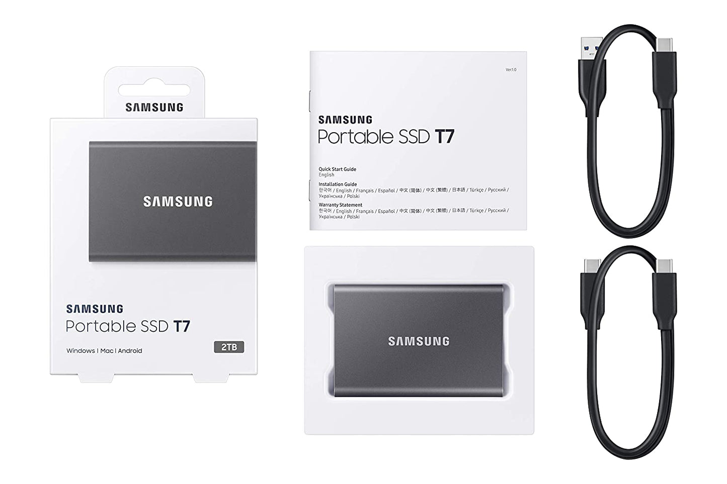 Samsung T7 2TB Up to 1,050MB/s USB 3.2 Gen 2 (10Gbps, Type-C) External Solid State Drive (Portable SSD) Blue (MU-PC2T0H)-Portable SSD-SAMSUNG-computerspace