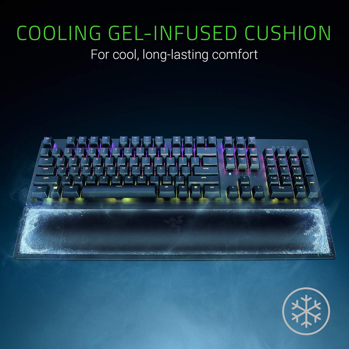 Razer Ergonomic Wrist Rest Pro for Full-Sized Keyboards Cooling Gel Infused Anti-Slip Rubber Base Angled Incline Classic Black RC21-01470100-R3M1-Keyboards-RAZER-computerspace