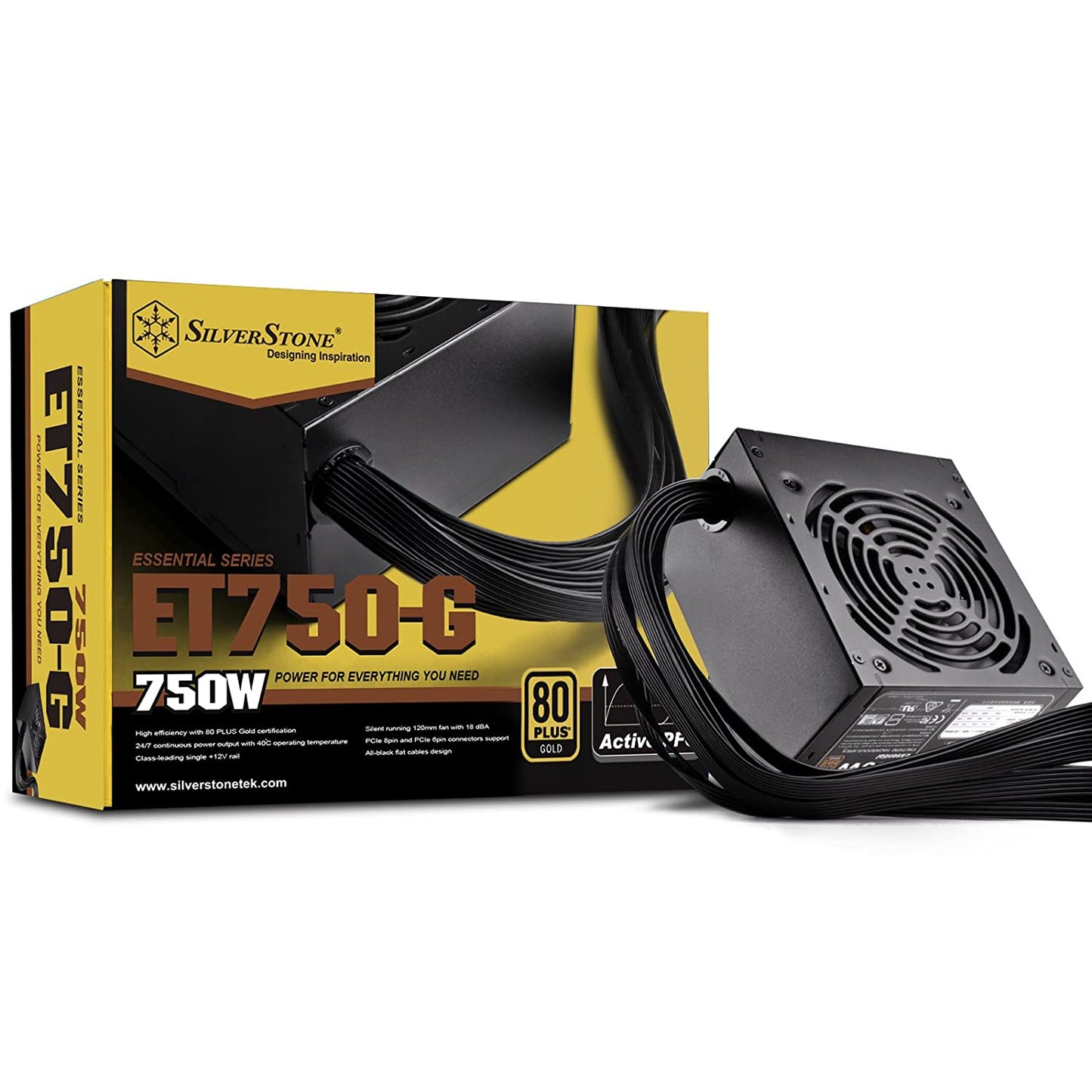 SilverStone- SST-ET750-G - Strider Essential Series, 750W 80 Plus Gold ATX Pc Power Supply