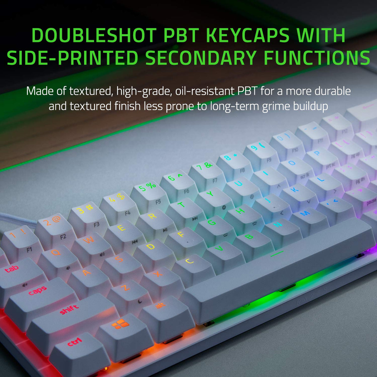 Razer Huntsman Mini - Mercury Edition - 60% Optical Gaming Keyboard Linear Red Switch, White RGB Customizable backlighting - RZ03-03390400-R3M1-KEYBOARD-RAZER-computerspace