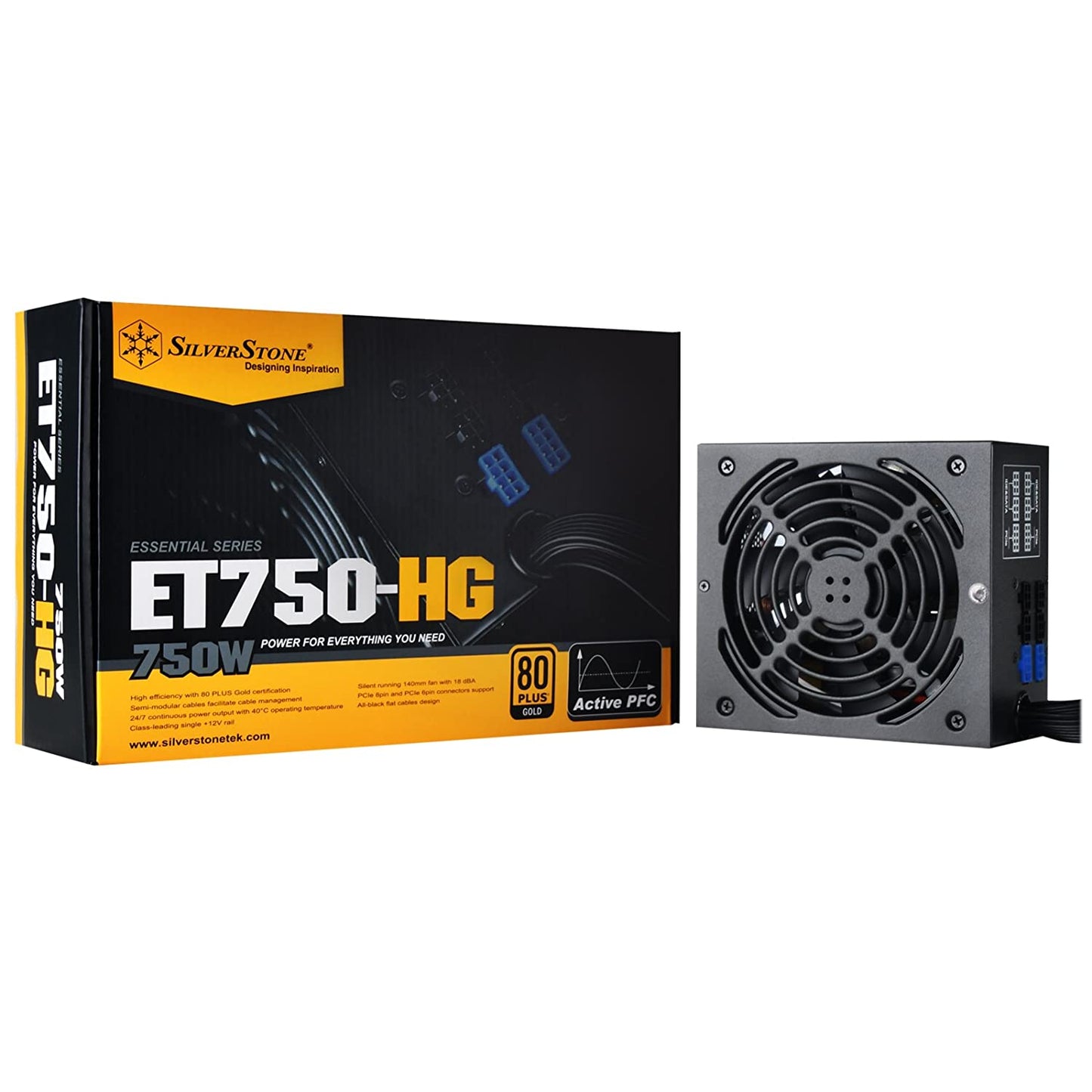 Silverstone Technology 750 Watt Semi-Modular 80 Plus Gold Computer Power Supply PSU ET750-HG