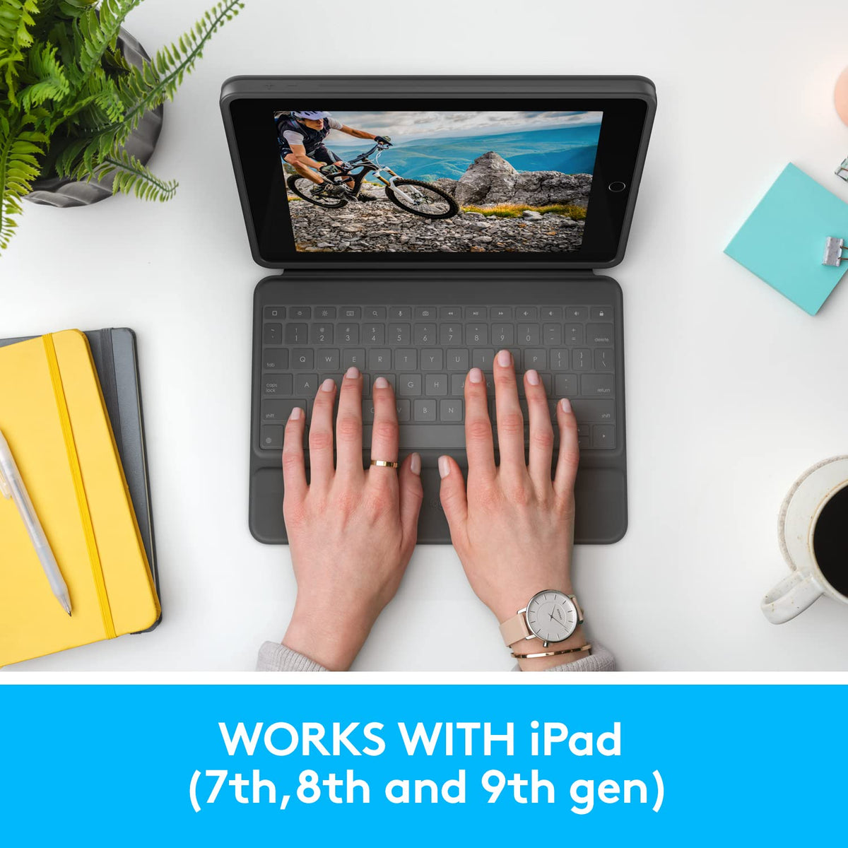 Logitech Rugged Folio for iPad (7th, 8th, & 9th Generation) Protective Keyboard Case with Smart Connector and Durable Spill-Proof Keyboard, 25.91 cm (10.2"), QWERTY UK English Layout - Black-computerspace-computerspace