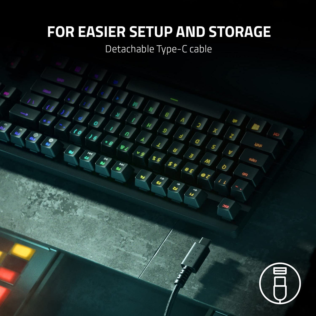 Razer Huntsman V2 Tenkeyless - Optical Gaming Keyboard Clicky Purple Switch RZ03-03940300-R3M1-Black-KEYBOARD-RAZER-computerspace