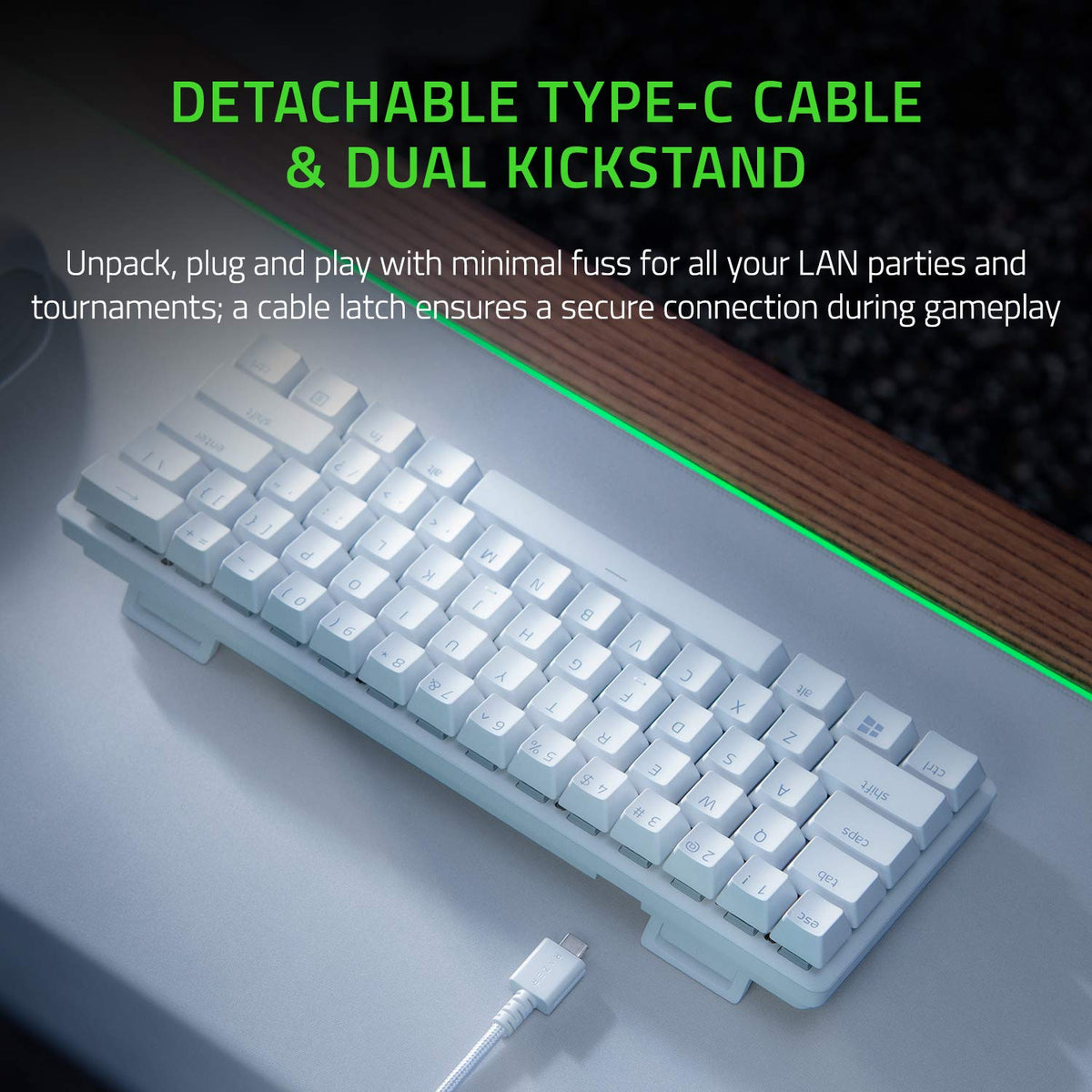 Razer Huntsman Mini - Mercury Edition - 60% Optical Gaming Keyboard Linear Red Switch, White RGB Customizable backlighting - RZ03-03390400-R3M1-KEYBOARD-RAZER-computerspace