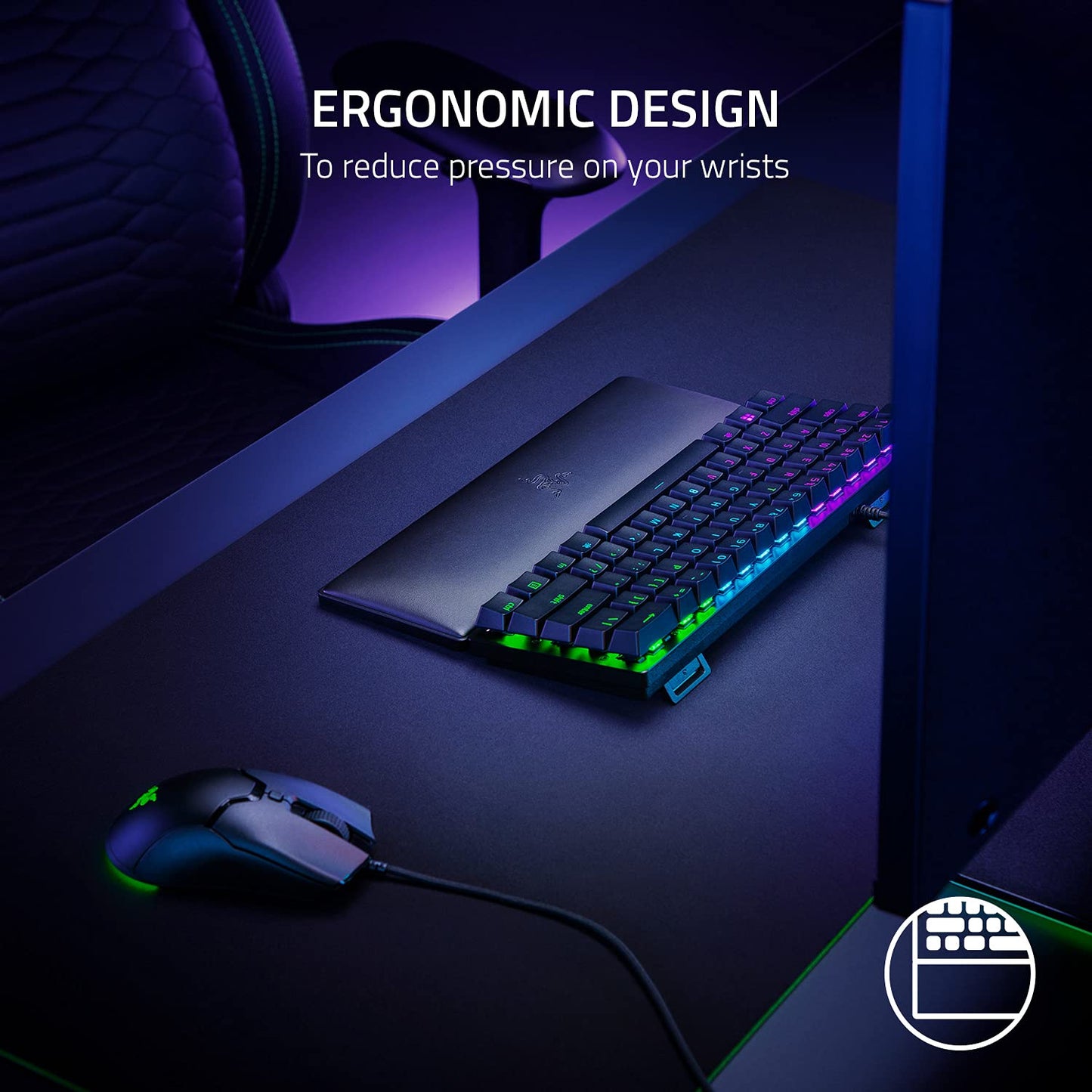 Razer Ergonomic Wrist Rest for Mini Keyboards Plush Leatherette Memory Foam Cushion Anti-Slip Rubber Feet RC21-01720100-R3M1-KEYBOARD-RAZER-computerspace