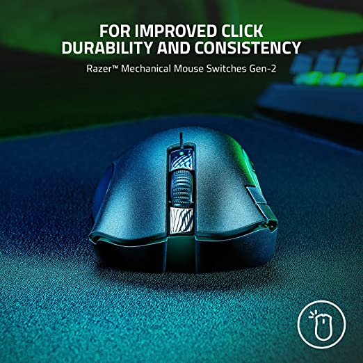 Razer Bluetooth DeathAdder V2 X Hyper Speed Award Winning Ergonomic Design with 16000 DPI Ultra-Fast Hyper Speed Wireless Ergonomic Gaming Mouse 235hr Battery Life RZ01-04130100-R3A1 Black-MOUSE-RAZER-computerspace