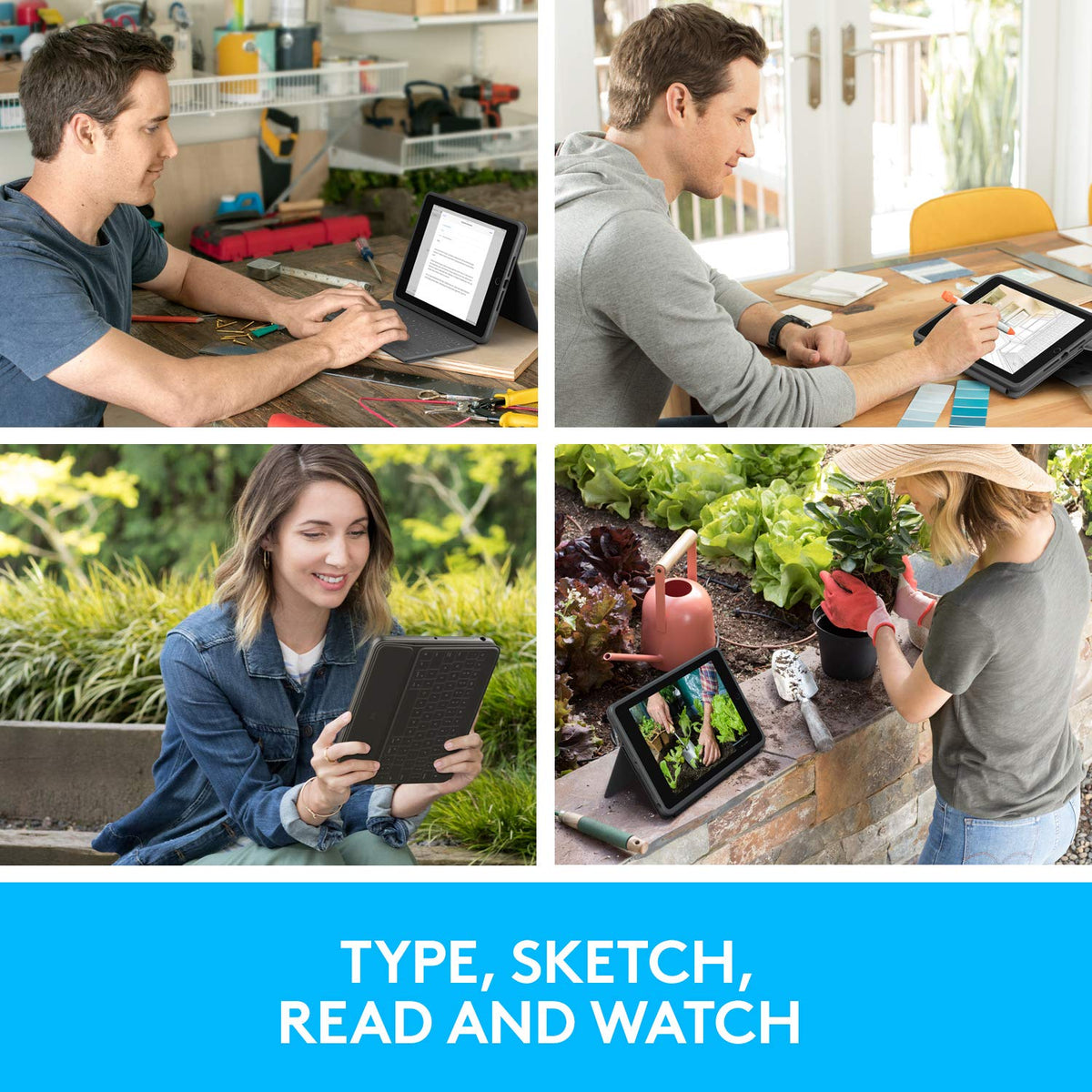Logitech Rugged Folio for iPad (7th, 8th, & 9th Generation) Protective Keyboard Case with Smart Connector and Durable Spill-Proof Keyboard, 25.91 cm (10.2"), QWERTY UK English Layout - Black-computerspace-computerspace