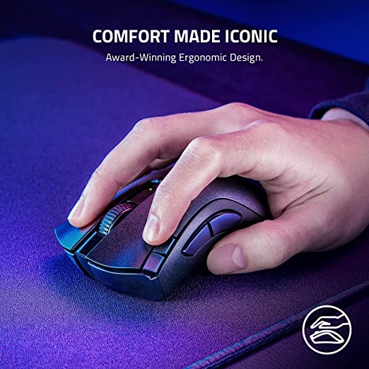 Razer Bluetooth DeathAdder V2 X Hyper Speed Award Winning Ergonomic Design with 16000 DPI Ultra-Fast Hyper Speed Wireless Ergonomic Gaming Mouse 235hr Battery Life RZ01-04130100-R3A1 Black-MOUSE-RAZER-computerspace