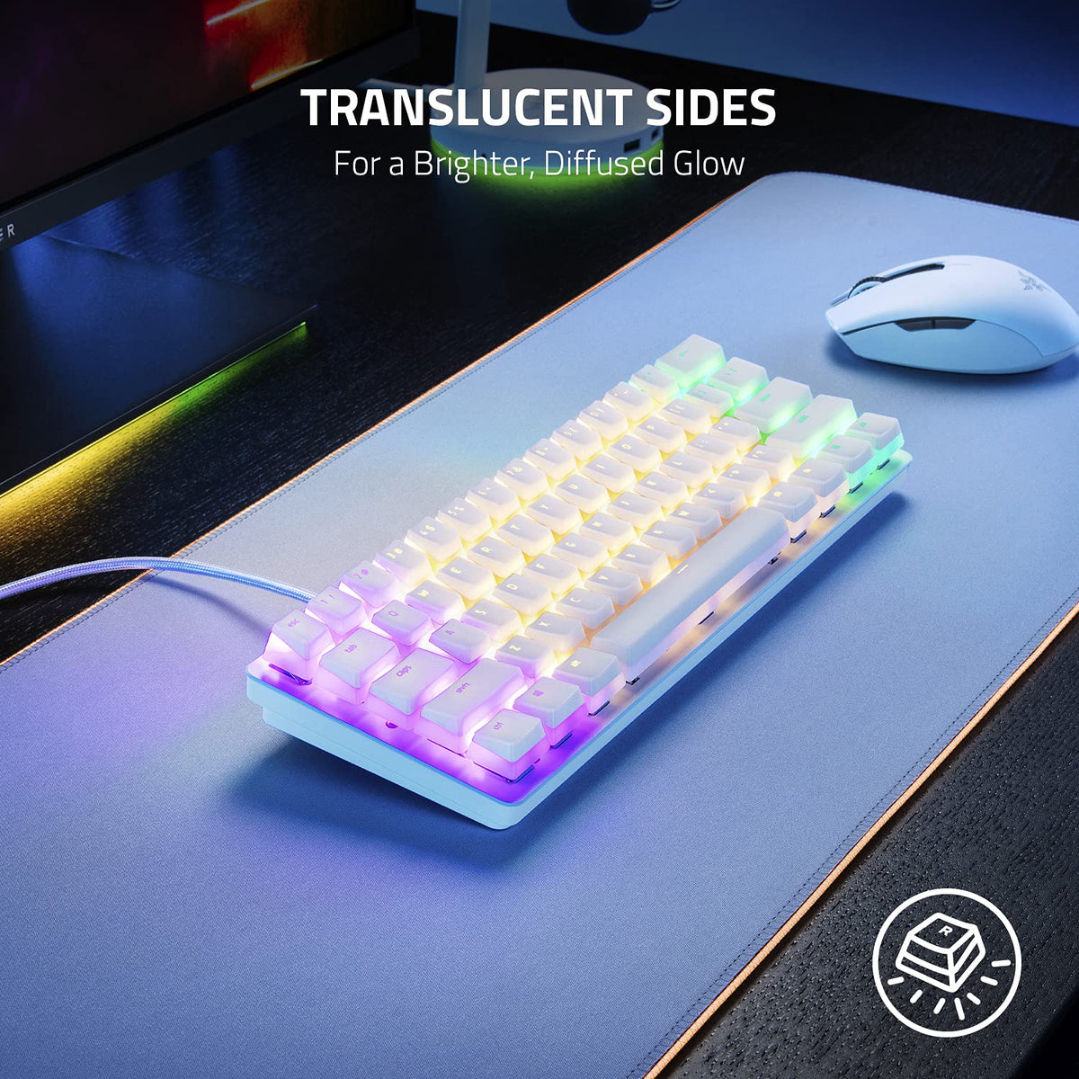 Razer Phantom Keycap Upgrade Set Unique Stealth Design Translucent Sides Bottom Lasered Legends Keycap Removal Tools & Stablizers Universal Compatiability White RC21-01740200-R3M1-KEYBOARD-RAZER-computerspace