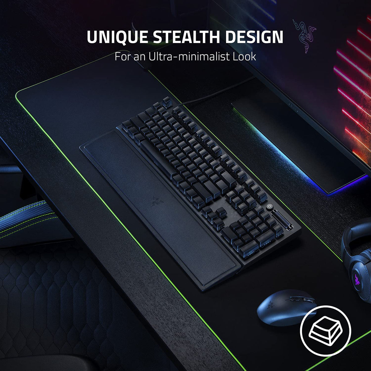 Razer Phantom Keycap Upgrade Set Unique Stealth Design Translucent Sides Bottom Lasered Legends Keycap Removal Tools & Stablizers Universal Compatiability Black, RC21-01740100-R3M1-KEYBOARD-RAZER-computerspace