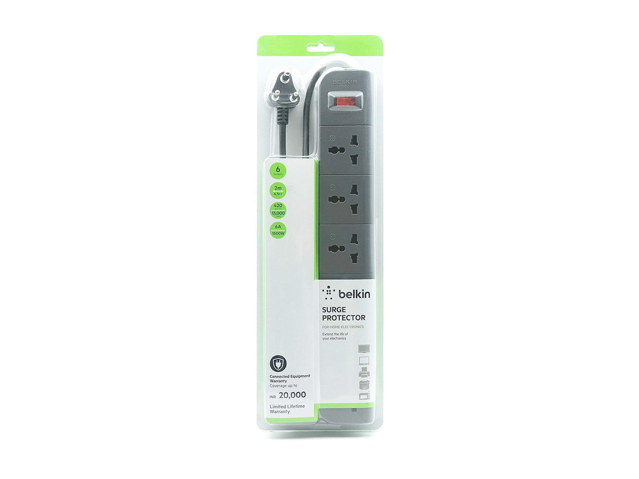 Belkin Essential Series F9E600zb2MGRY 6-Socket Surge Protector-ACCESSORIES-computerspace