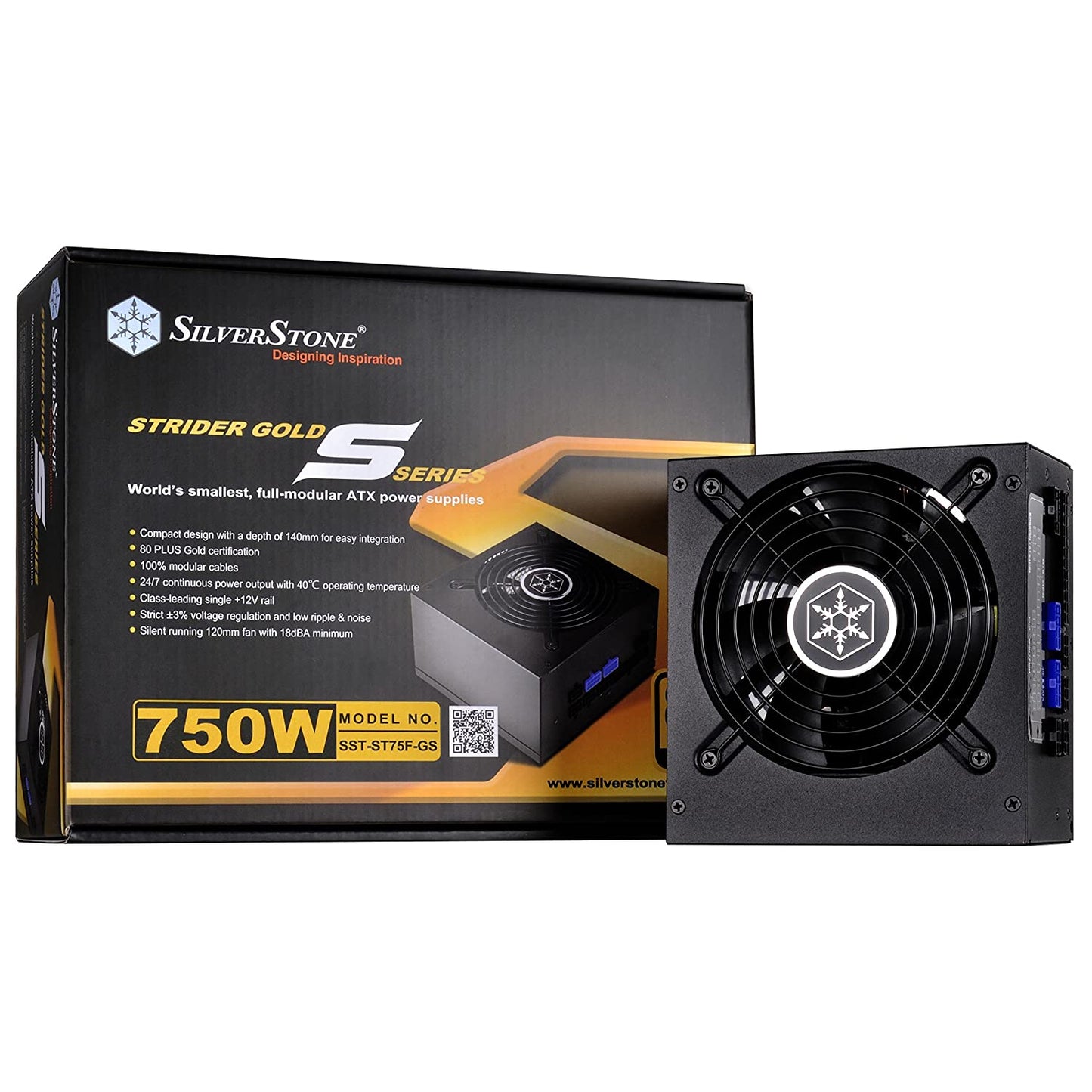 SilverStone SST-ST75F-GS v 2.0 - Strider Gold S Series, 750W 80 Plus Gold ATX PC Power Supply, 100% modular