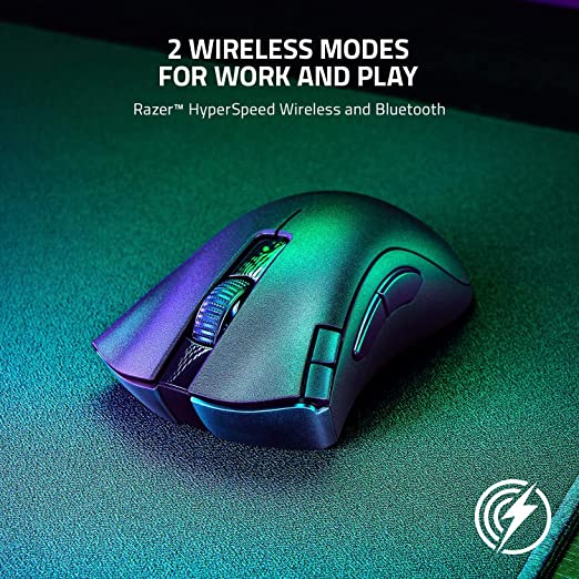 Razer Bluetooth DeathAdder V2 X Hyper Speed Award Winning Ergonomic Design with 16000 DPI Ultra-Fast Hyper Speed Wireless Ergonomic Gaming Mouse 235hr Battery Life RZ01-04130100-R3A1 Black-MOUSE-RAZER-computerspace