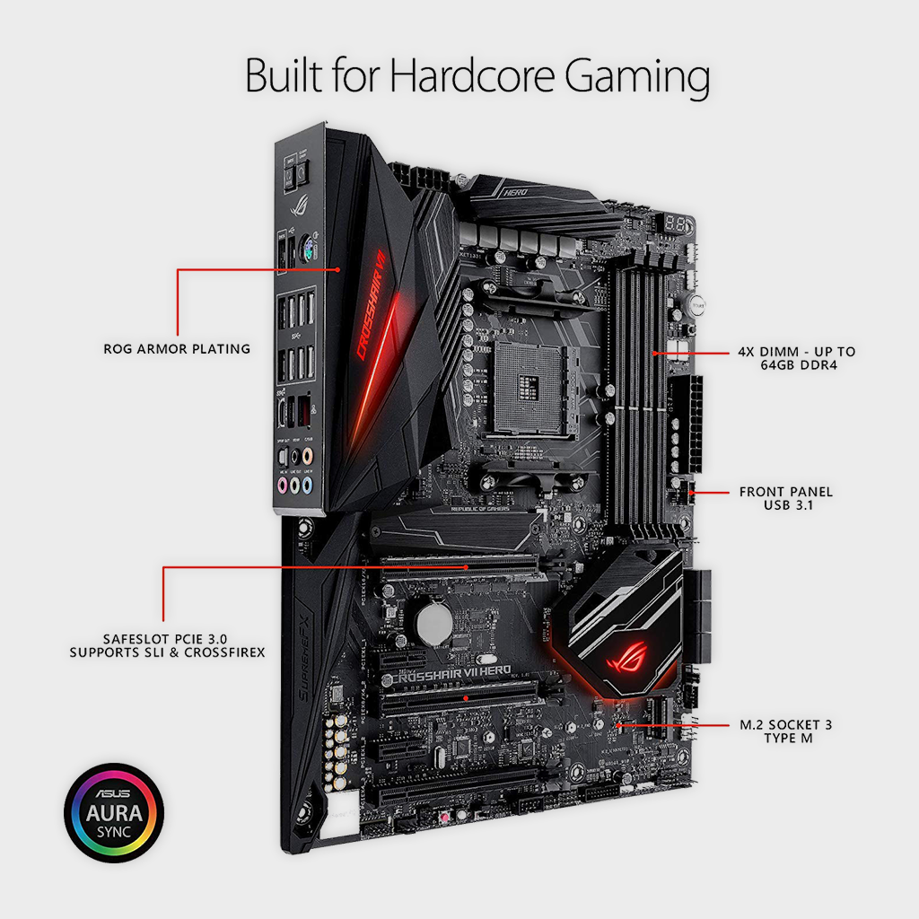 ASUS - ROG CROSSHAIR VII HERO X470 MOTHERBOARD