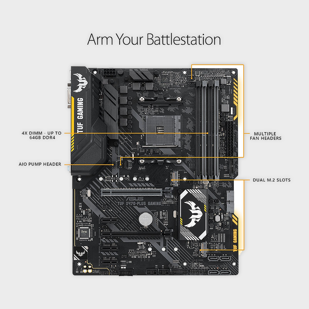 ASUS TUF X470-PLUS GAMING AMD RYZEN 2 MOTHERBOARD