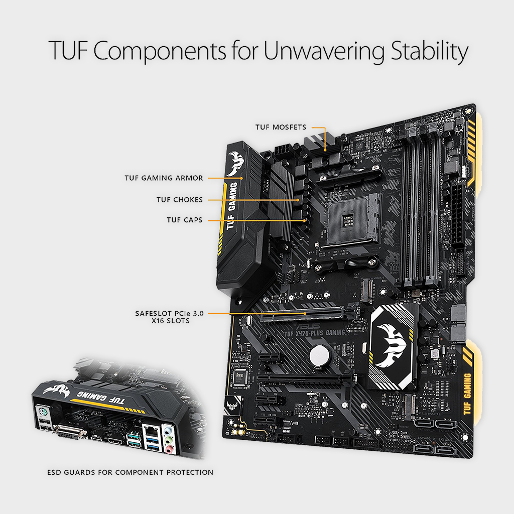 ASUS TUF X470-PLUS GAMING AMD RYZEN 2 MOTHERBOARD