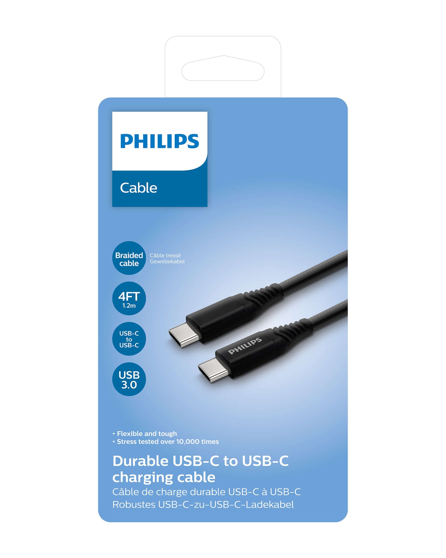 PHILIPS Premium braided USB-C to USB-C Cable 3.0 - DLC5204C/00-Charging Cable-Philips-computerspace