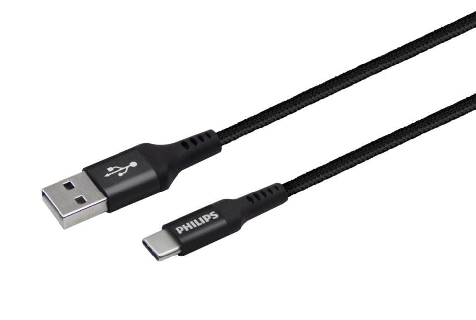 PHILIPS 2M, BRAIDED, STRESS RELIEF CONNECTOR, A TO C, USB 2.0-DLC5206A/00