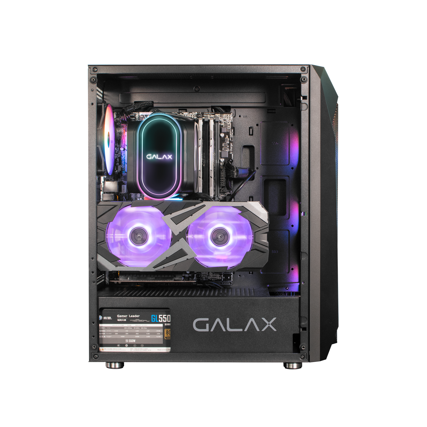 GALAX Revolution 05 RGB Cabinet, Mid Tower, Color Black and White-Cabinets-Galax-computerspace