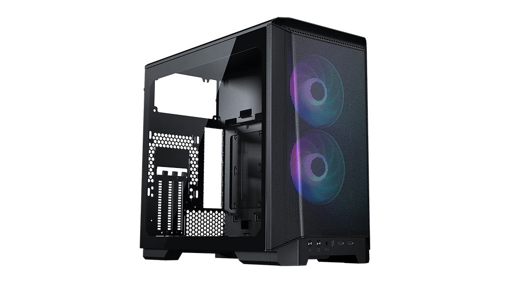 Phanteks Eclipse P200 Mini ITX, Tempered Glass, 2x 120mm DRGB fans DRGB, Black Cabinet-Cabinets-Phanteks-computerspace