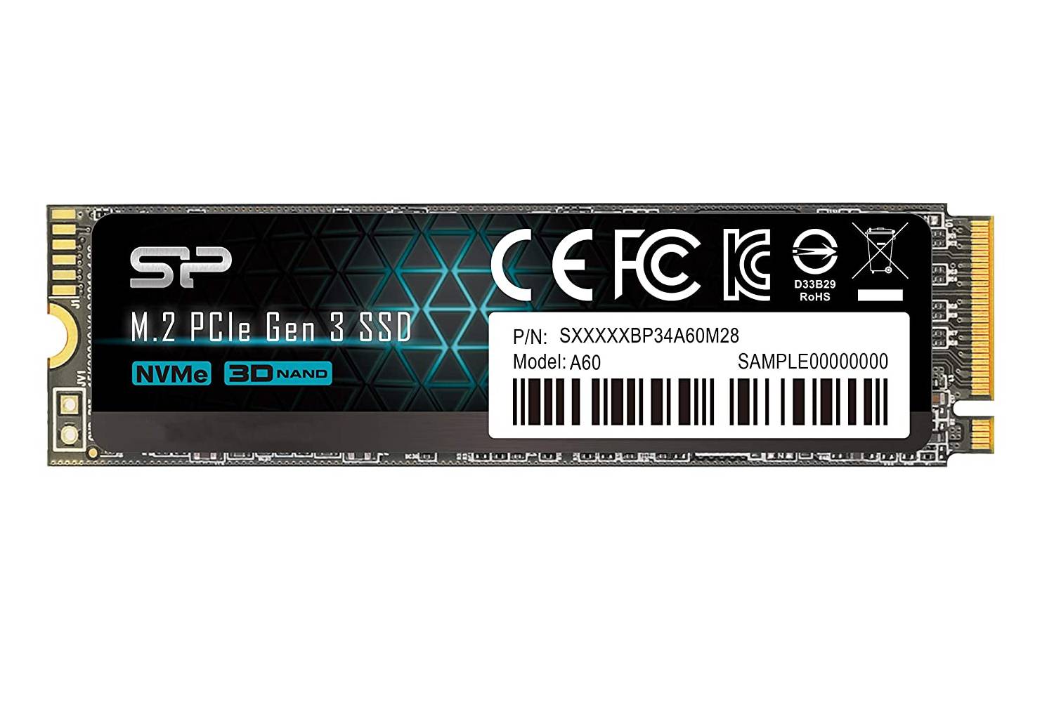 SP Silicon Power P34A60 256GB NVMe SSD, 3D NAND with SLC Cache