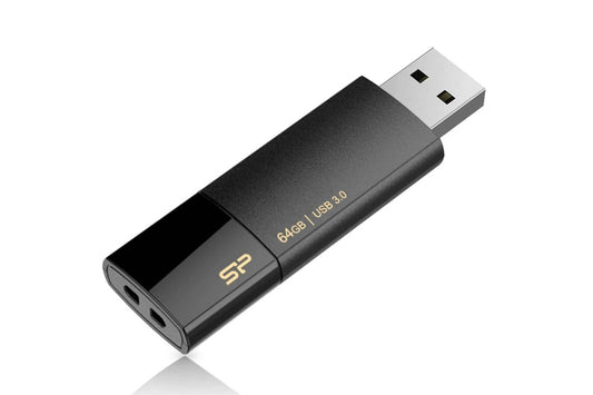 Silicon Power Blaze B05 USB 3.0 Retractable Flash Drive, Black (SP064GBUF3B05V1K)-USB Flash Drives-Silicon Power-computerspace