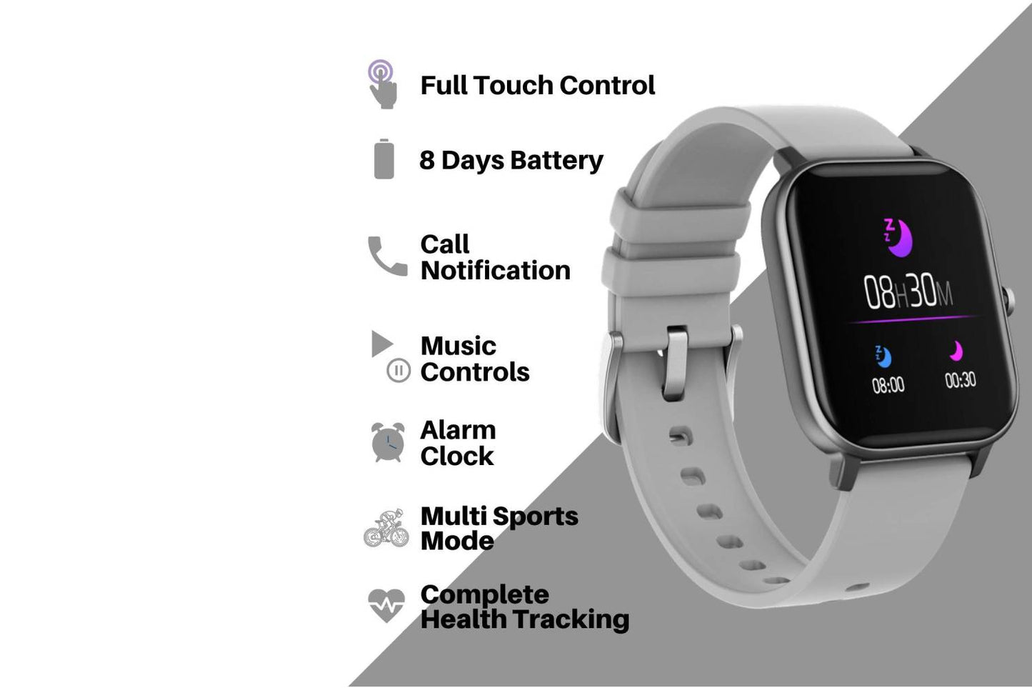 Fire-Boltt Full Touch Smart Watch 1’4 inch HD - Grey
