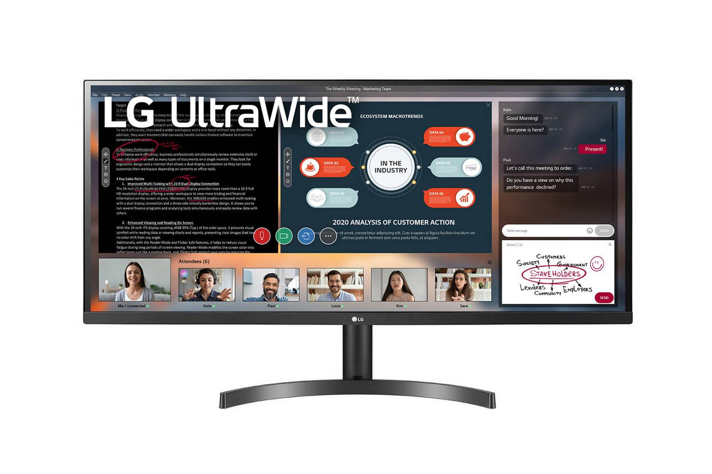 LG 34WL500 34 Inch 21:9 Ultra Wide 1080p Full HD IPS Monitor with HDR