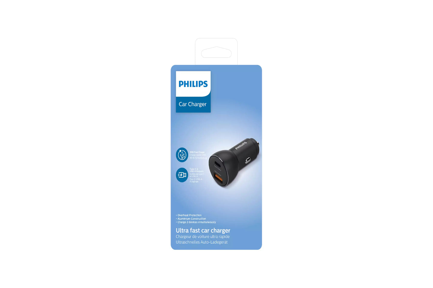 PHILIPS 1 USB-A + USB C, 36W (PD, QC)-DLP2521/00-Charger-Philips-computerspace