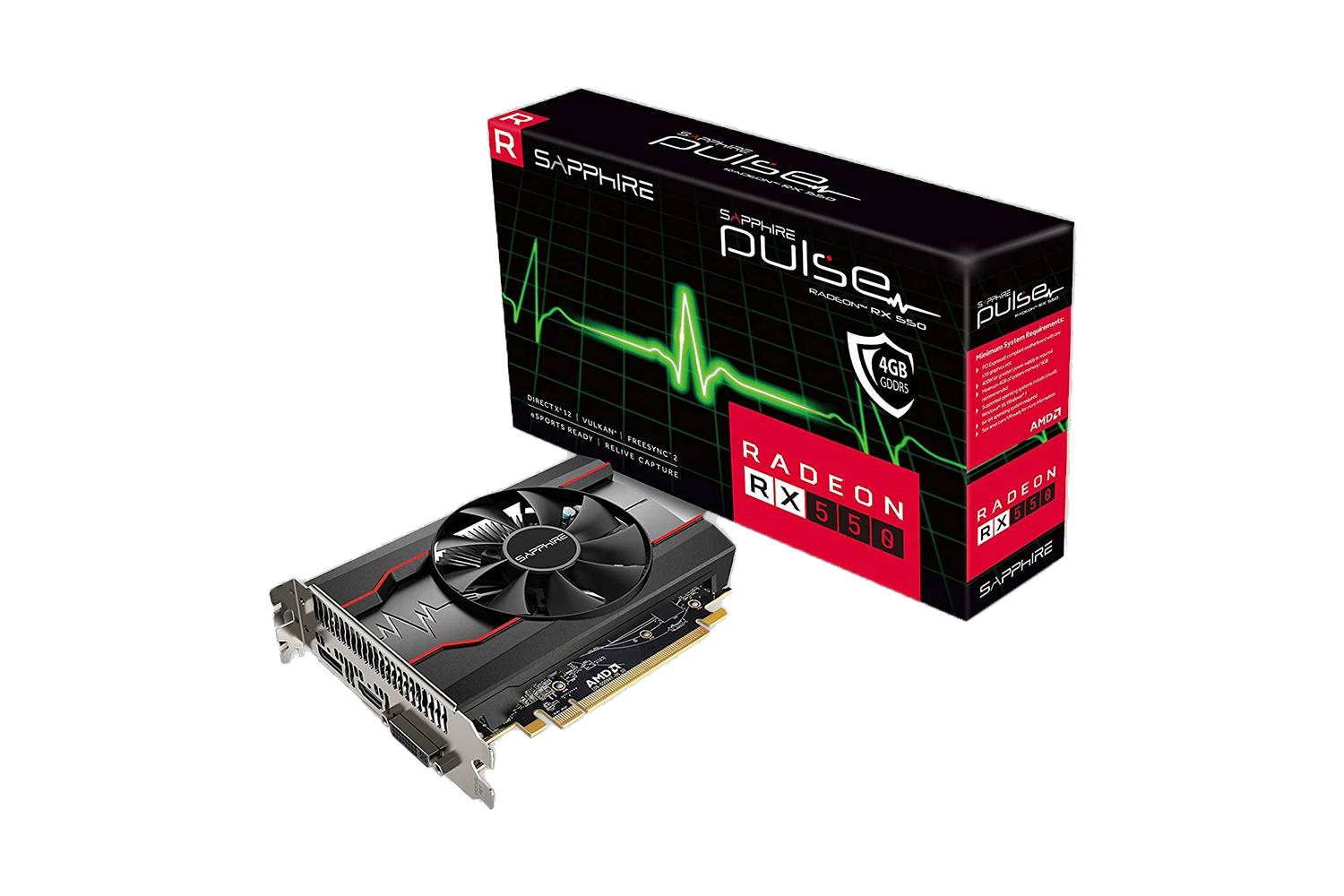 Sapphire 11268-01-20G Pulse Radeon RX 550 4GB GDDR5 OC Graphics