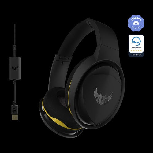 Asus TUF Gaming H5 with on-board 7.1 virtual surround and durable stainless- steel headband design for excellent PC and PS4 gaming experiences.