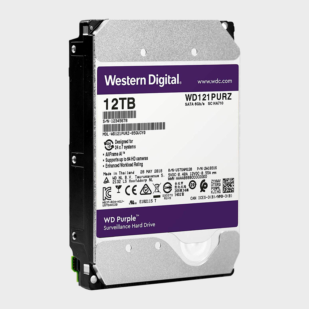 WD HDD 12TB AV Brand Purple Bare (WD121PURZ)