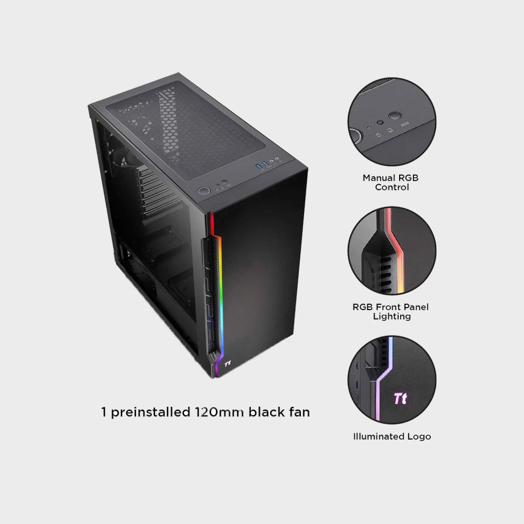 Thermaltake H200 Tempered Glass RGB Light Strip ATX Mid Tower Case