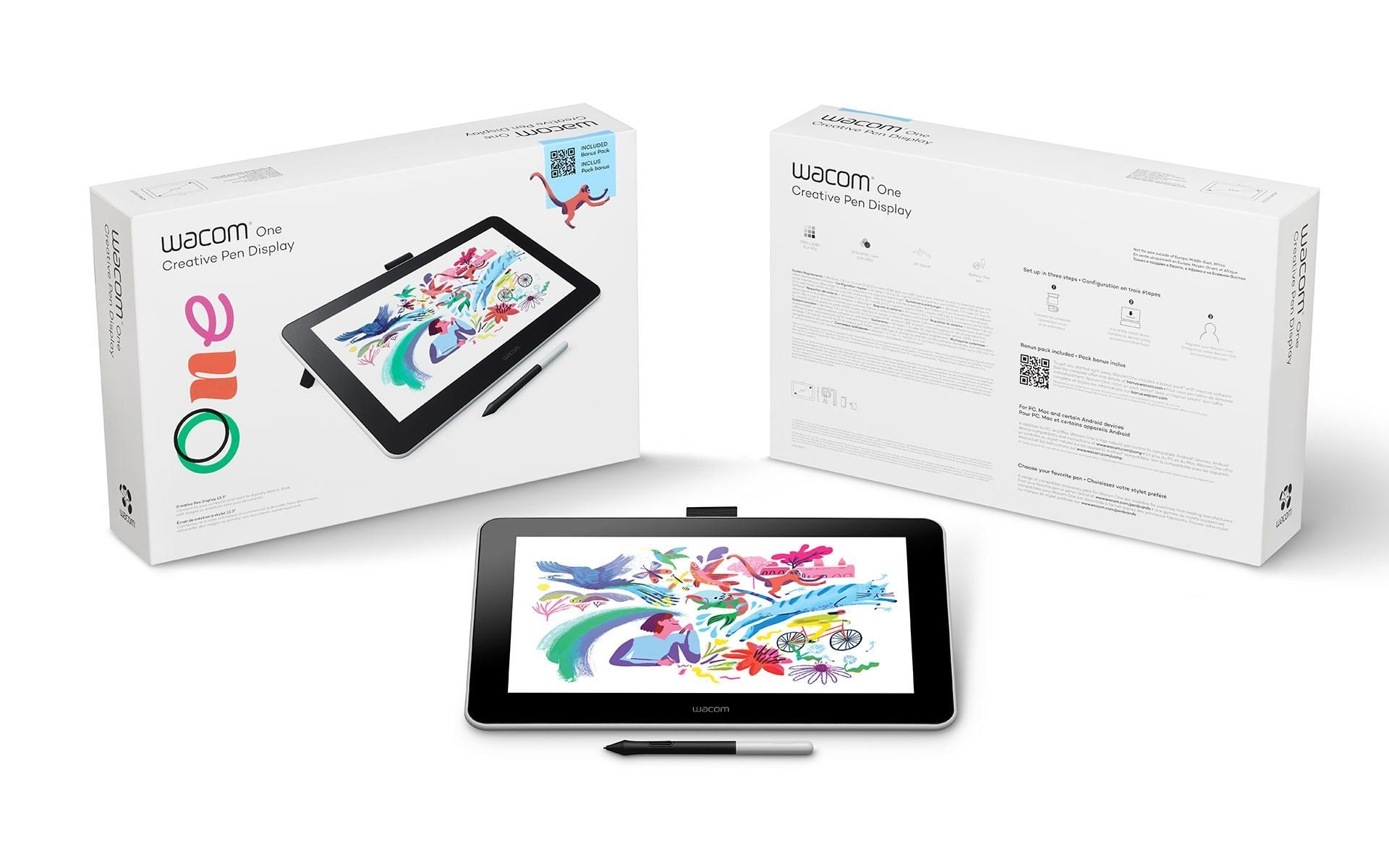 Wacom One Digital Drawing Tablet with Screen, 13.3 Inch Graphics Display for Art, Animation, Online Teaching, WFH (DTC133W0C)-Tablet Pen-Wacom-computerspace