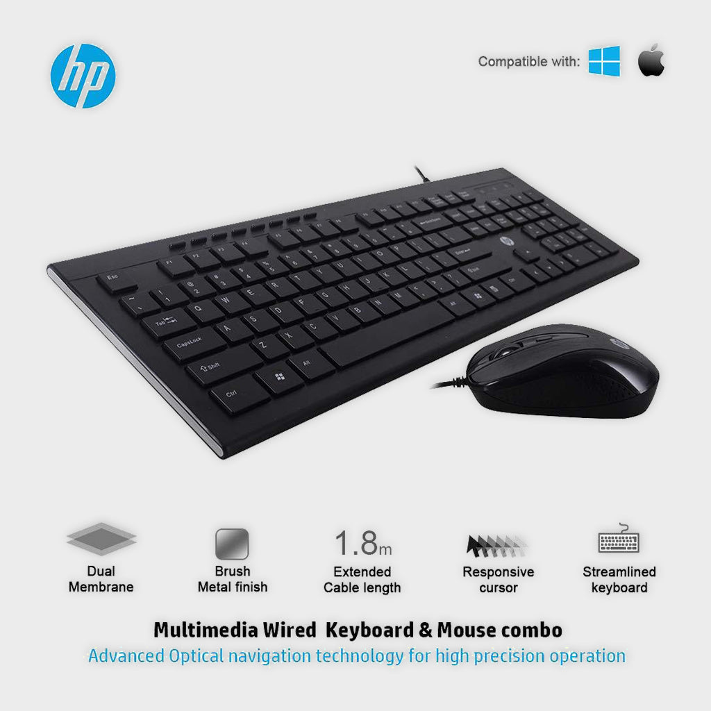 HP Slim Multimedia USB Wired Keyboard and Mouse Combo (4SC13PA)