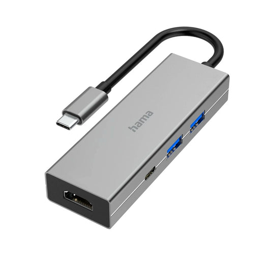 Hama USB-C Multiport Hub 4 Ports | Multiport USB Hub with HDMI, USB & PD Charging | Compatible with Laptop, MacBook & Windows PC