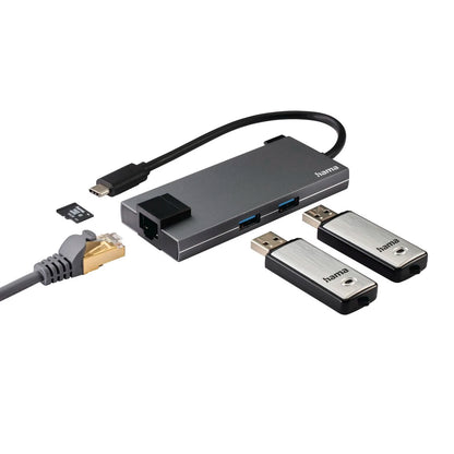 Hama USB-C Multiport Hub 5 Ports | Multiport USB Hub with HDMI, USB & PD Charging | Compatible with Laptop, MacBook & Windows PC