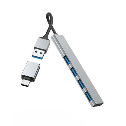 Hama USB 4 Port Hub Ultraslim 3.2 Gen | Multiport USB Hub with HDMI, USB & PD Charging | Compatible with Laptop, MacBook & Windows PC