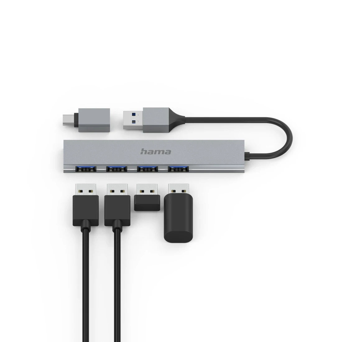Hama USB 4 Port Hub Ultraslim 3.2 Gen | Multiport USB Hub with HDMI, USB & PD Charging | Compatible with Laptop, MacBook & Windows PC