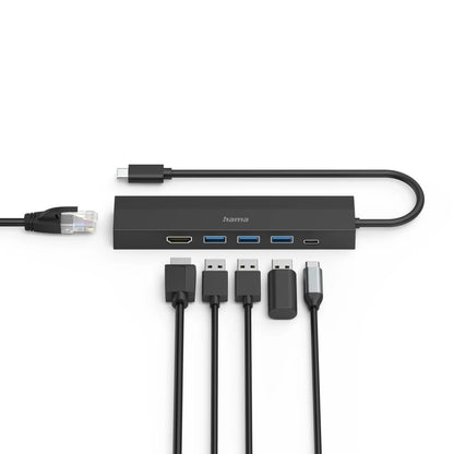 Hama USB-C Multiport Hub 6 Ports | Multiport USB Hub with HDMI, USB & PD Charging | Compatible with Laptop, MacBook & Windows PC