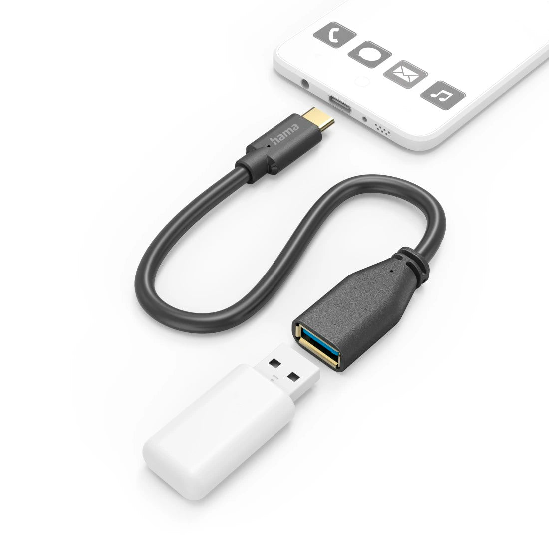 Hama USB OTG Cable 15 CM | USB-A to USB-C Adapter | High Speed Data Transfer | Compatible with Smartphone, Tablet & USB Devices