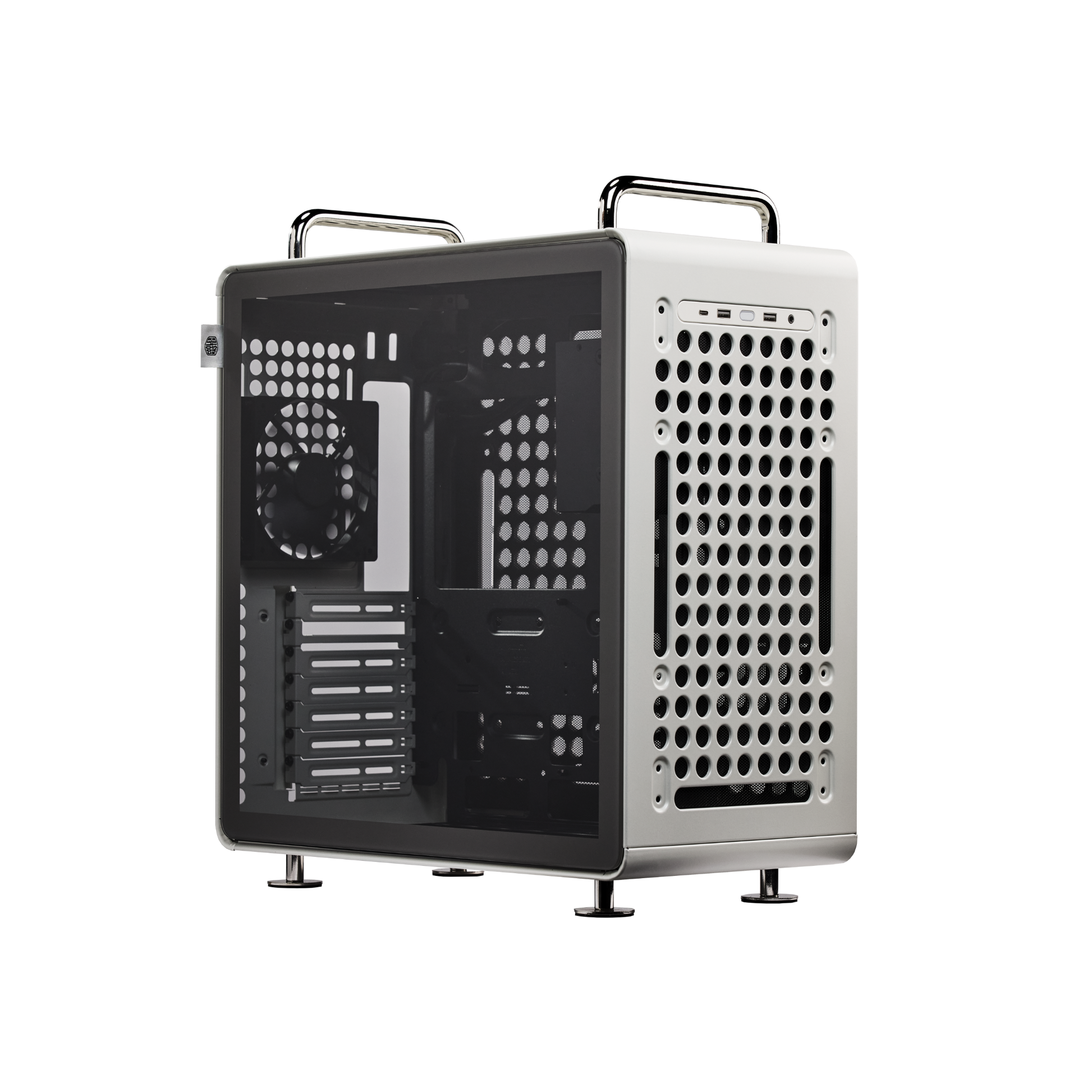 Cooler Master Qube 540 tempered glass side panel view